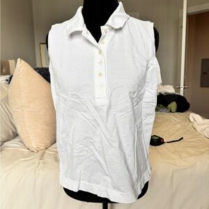 Classic White Sleeveless Polo Top